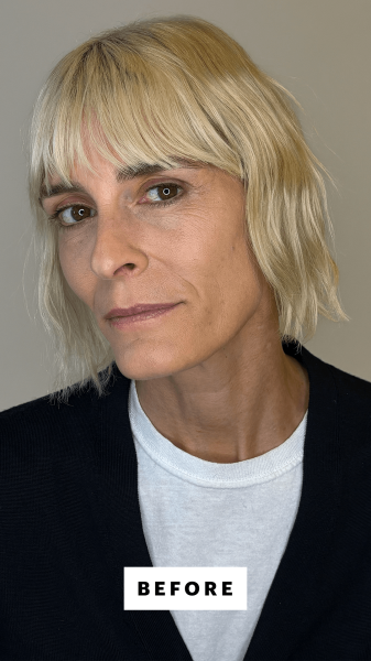 Allure's tester before applying the Armani Beauty Lip Power Longwear Satin Lipstick